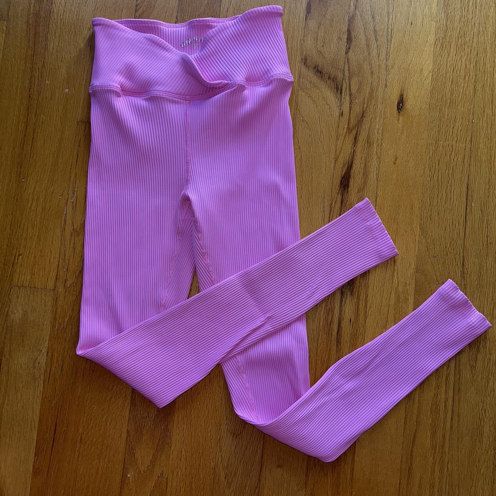 Year of Ours Ribbed High-Waist Leggings in Pink